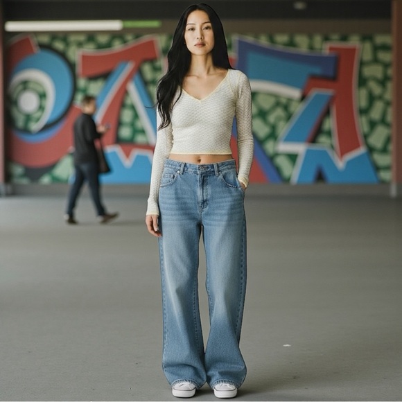 Free People Women's Lace Seamless Low Cut V-Neck Fairy Blouse In Ivory Size XS - Picture 1 of 11